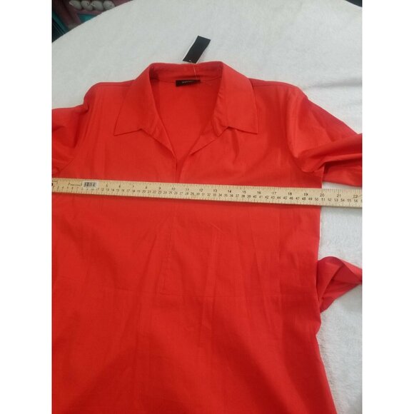 Natori Women's Tunic top   Size S Cotton Poplin Tie Front  Orange 30 - Picture 6 of 12